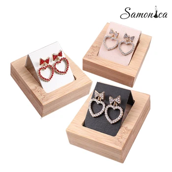 

Fashion Bamboo + PU/Velvet 1 Grid Activity Earrings Eardrop Display Stand Earrings Organizer Jewelry Rack Jewelry Display Stand