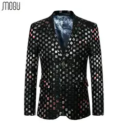 Mogu осень 2017 г. Новая мода Slim Fit Blazer Для мужчин с Куртки Для мужчин Повседневное мужской пиджак Для мужчин костюм Азиатский Размеры 6XL для
