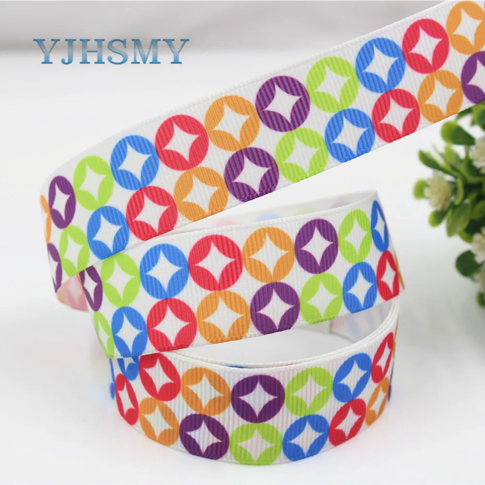 YJHSMY 1762216,25 мм 22 мм 10 ярдов ленты в горошек Термотрансферная печать grosgrain Свадебные аксессуары материал "сделай сам"