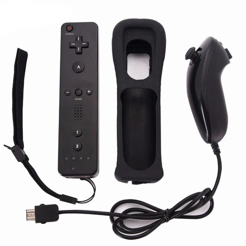 HobbyLane 2 в 1 беспроводной пульт Nunchuk контроллер геймпад для игровой консоли wii с ремешком силиконовый чехол d20