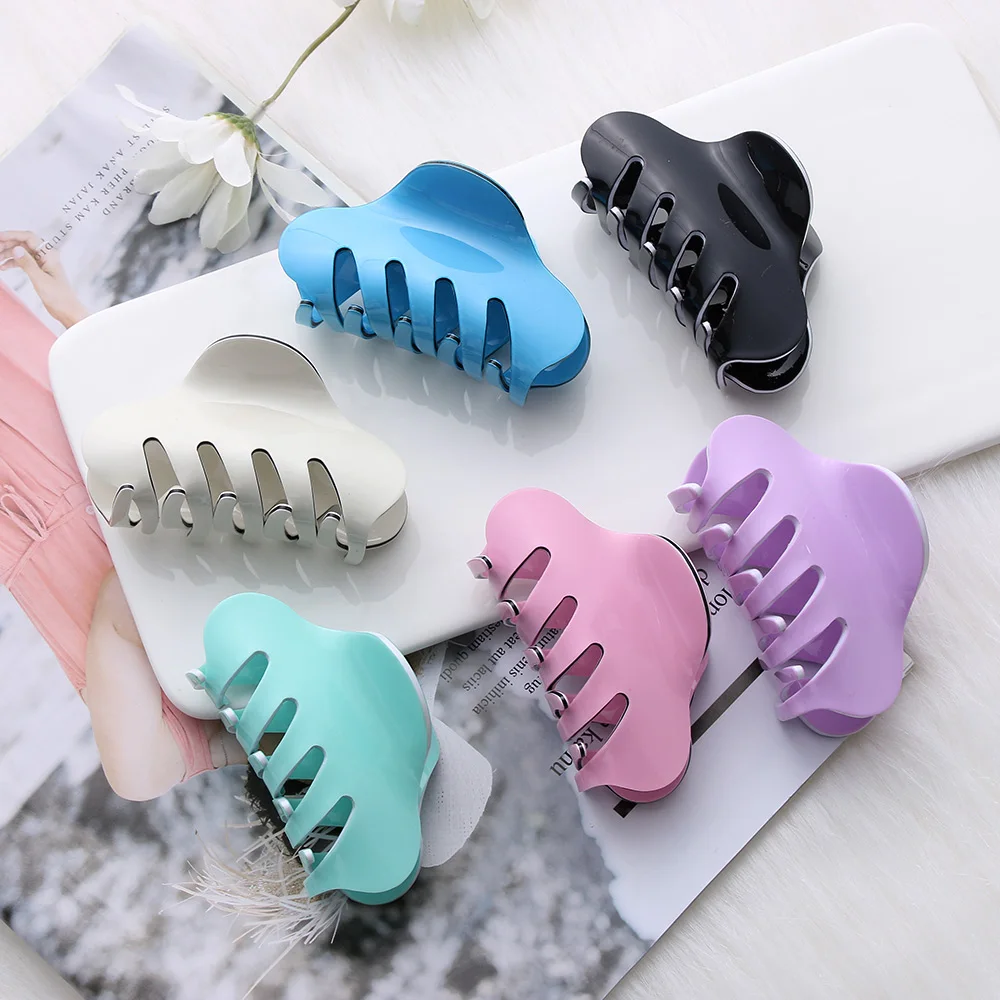 

Okdeals Large Size Women Hair Clip Acrylic Hairpins Solid Color Hair Crab Hair Claws For Make UP Washing Tool Hair Accessories
