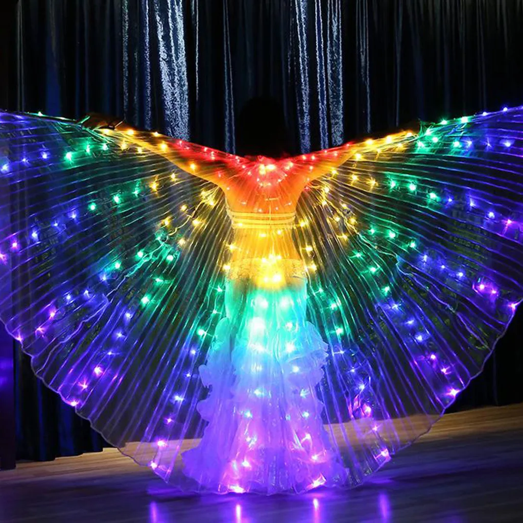 Светодиодный костюм для танца живота с крыльями бабочки, светящаяся одежда для выступлений, одежда для выступлений, танцевальный костюм