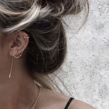 

Minimalist Silver Color Long Chain Line Tassel Earrings for Women Ladies Simple Ear Line Fashion Jewelry Accessories