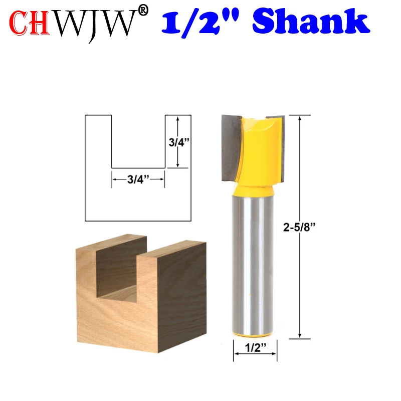 

1 pc Straight/Dado Router Bit - 3/4"W x 3/4"H - 1/2" Shank Woodworking cutter Wood Cutting Tool - Chwjw 14955