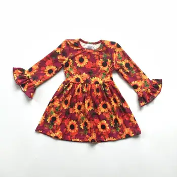 

baby girls clothes Fall/Autumn dress clothing children girls sunflower dress long sleeve dress