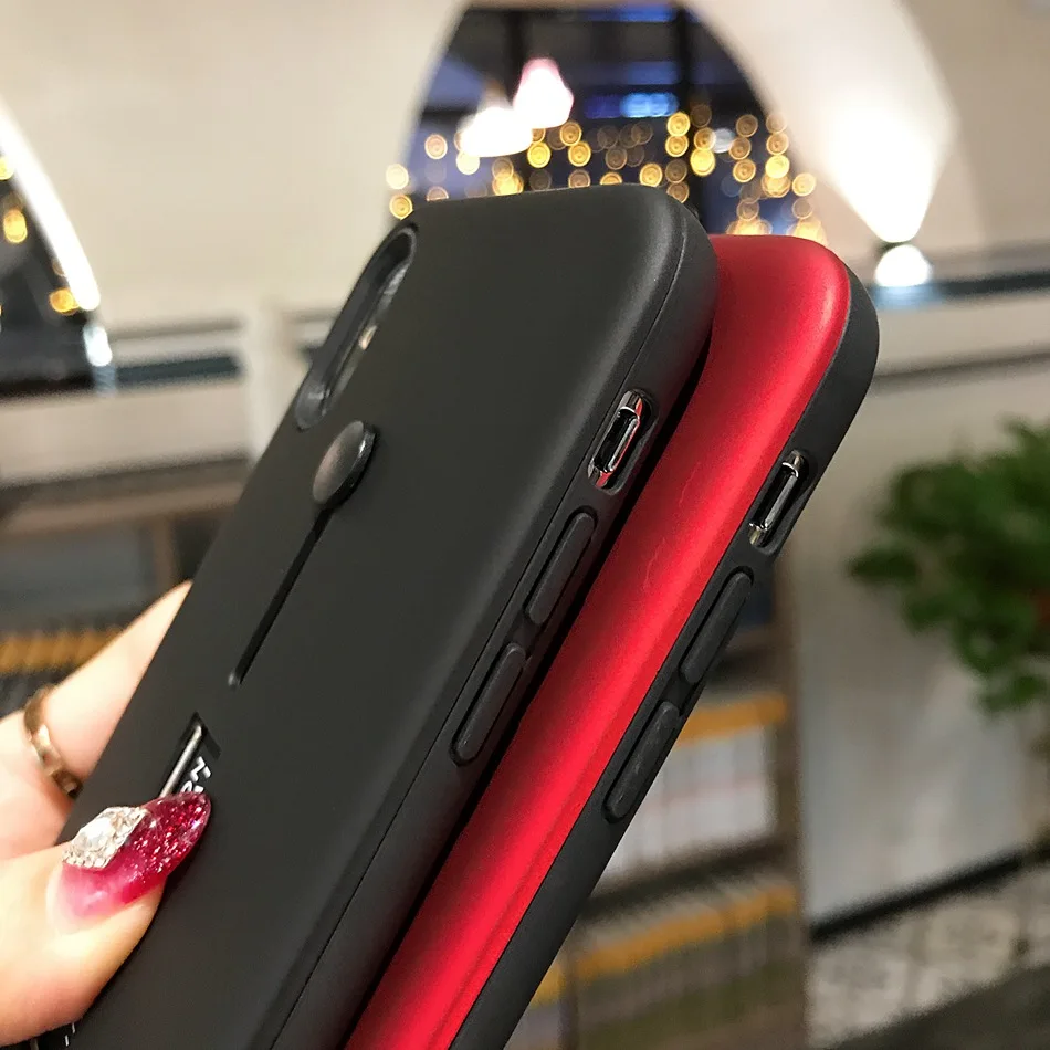 For iPhone 7 Case Finger Loop Strap Phone Case For iPhone X XS Max 6 8 Plus Slim Dual Layer Hybrid Armor Fashion Kickstand Cover