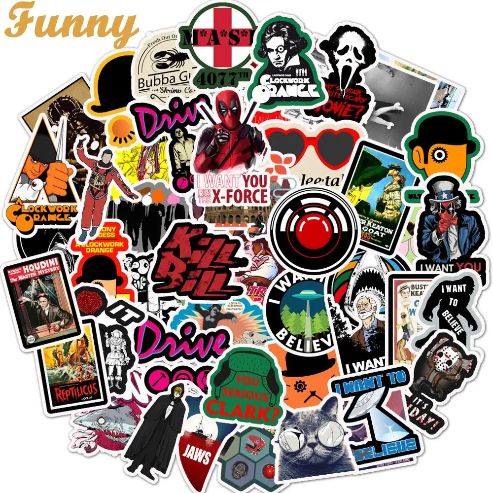 

50pcs/Pack Classic Movie Stickers Drive Kill bill Waterproof Stickers For Wall Laptop Luggage Skateboard Phone Toys Stickers