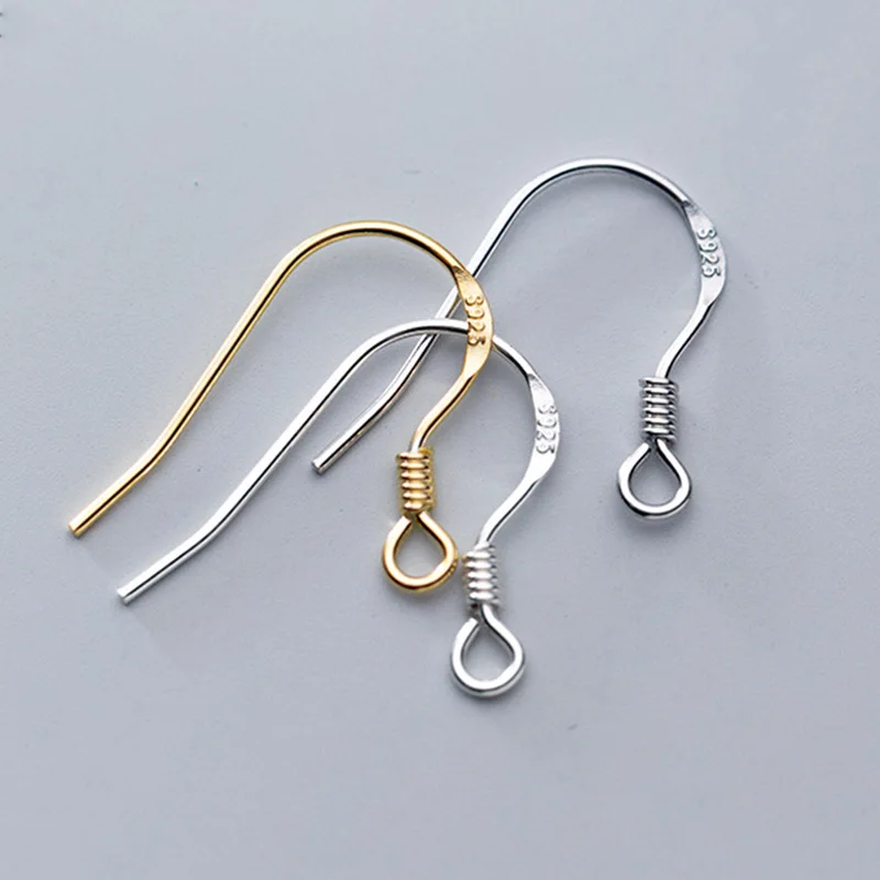 

2pairs 100% 925 Sterling Silver Earring Hooks Dia 0.6mm 0.65mm 0.7mm Women Silver Wire Ear Clasp Connectors DIY Jewelry Findings