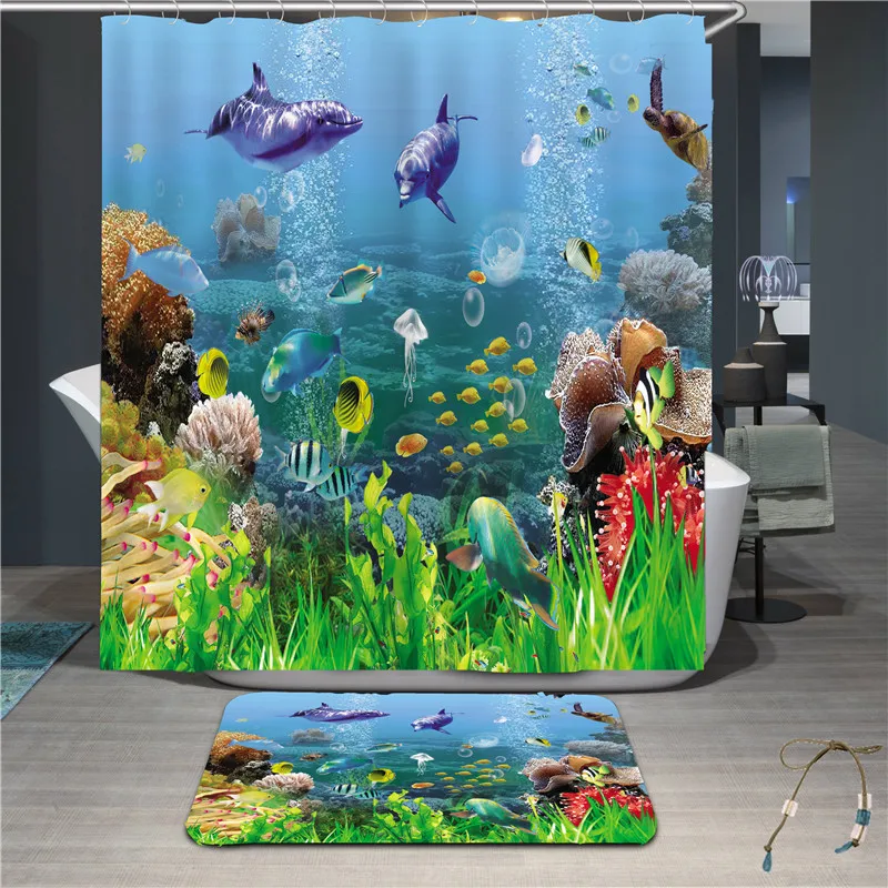 

Shark Modern Shower Curtain with Waterproof Polyester Fabric Bathroom Curtains Home Decor 12 Hooks drop shipping AP17