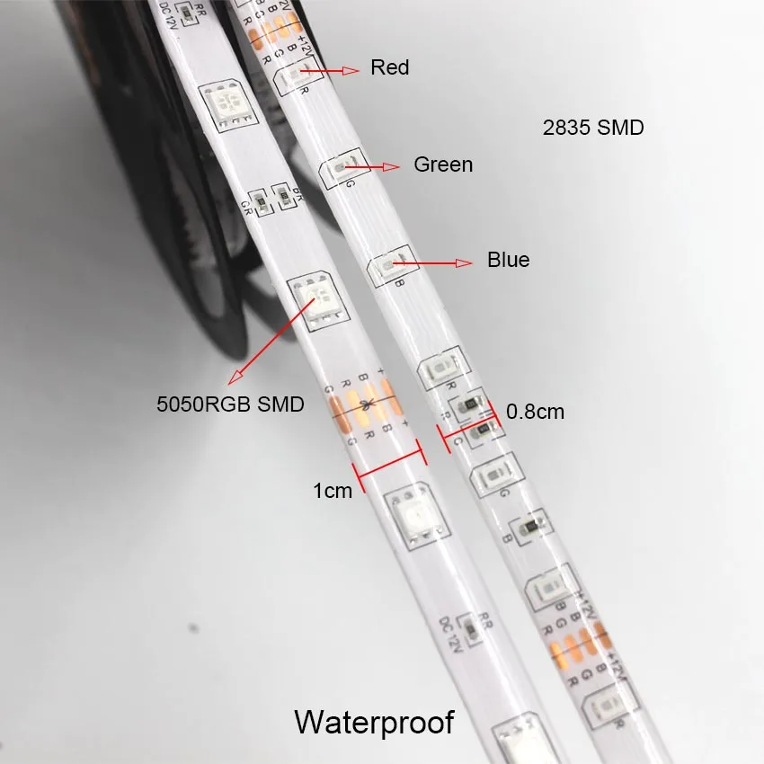 IKVVT RGB Светодиодная лента Водонепроницаемая SMD5050 2835 светильник 12 В светодиодный гибкий диодный ленточный ИК-контроллер источник питания 12 В