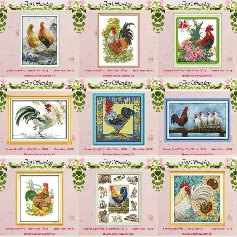 

The big cock Chicken family nimals counted 11CT 14CT Cross Stitch Set DIY DMC Cross-stitch Kit Embroidery Needlework Home Decor