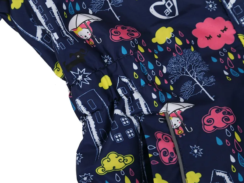 Kids Girl Rain Drops Cartoon Windproof Jacket 9