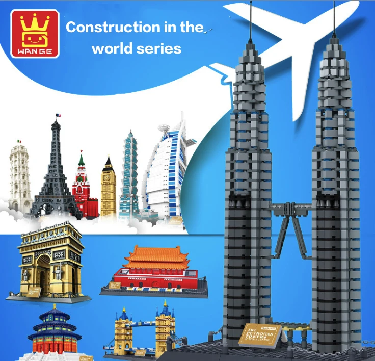 

Famous Building Eiffel Tower Kremlin Blocks DIY Toys Children's Birthday Present Intelligence Changeable Creative Plaything