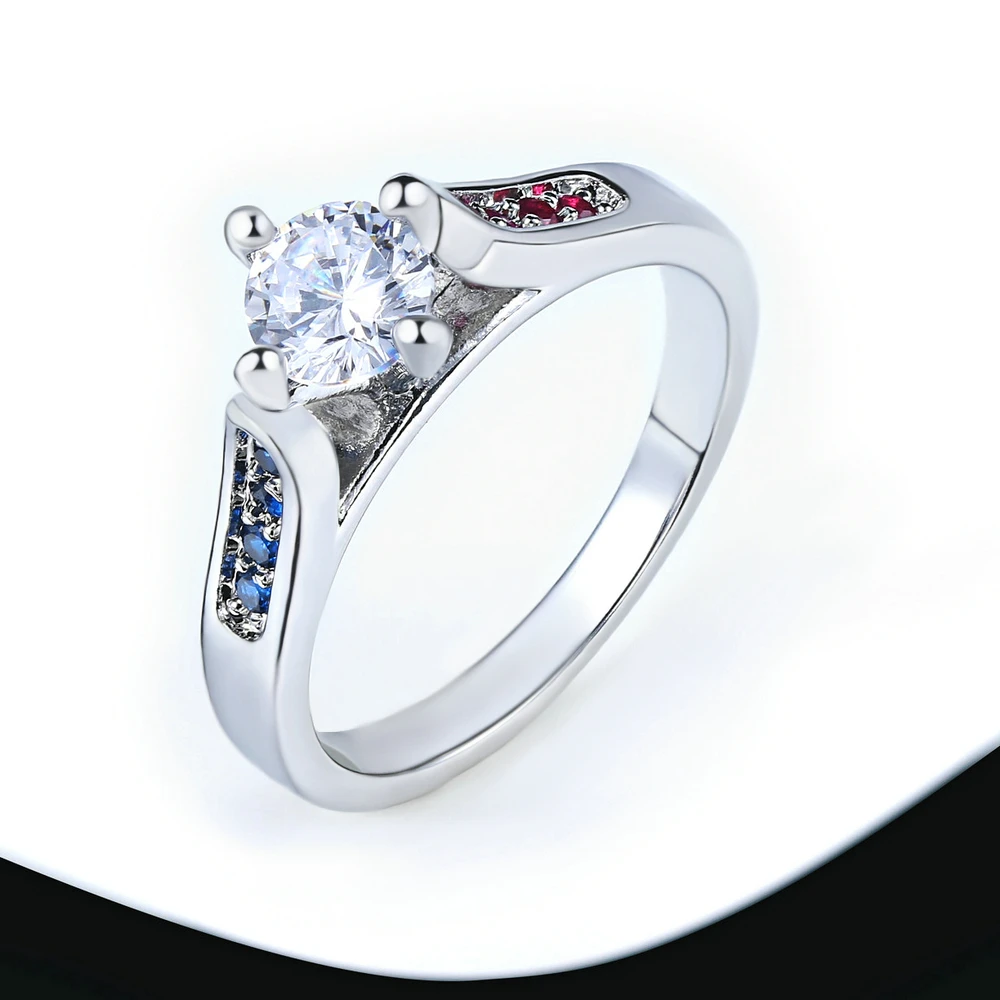 Double Fair Fashion New Austria Crystal Wedding Rings For Women Engagement Cubic Zirconia Jewelry Ring Wholesale DZR005