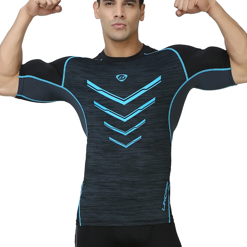

LINGSAI Brand Running Soccer Jerseys t shirt Men Compression Shirt Spring Summer Autumn Fitness Short Sleeve Crossfit Tops