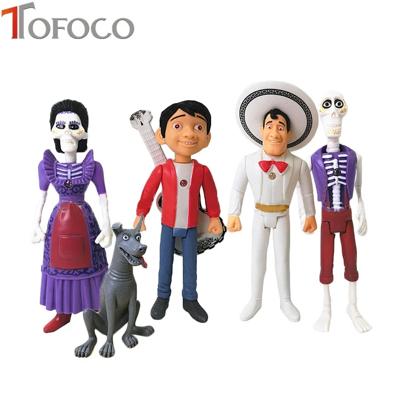 

5PCS/lot Movie Coco Pixar Figurines Miguel Ernesto de la Cruz Hector Mama Abuelita Action Figure PVC Collector Kids Toy gift