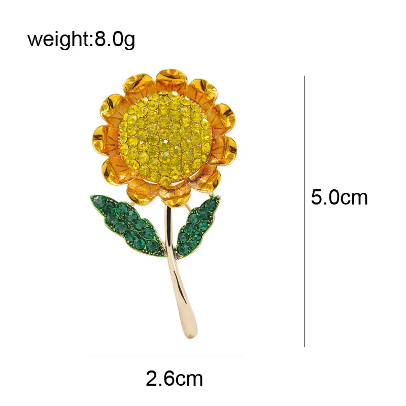 Женская брошь "Подсолнух" CINDY XIANG, яркое летнее украшение с горным хрусталем в виде цветка, отличное качество, милый подарок для мамы
