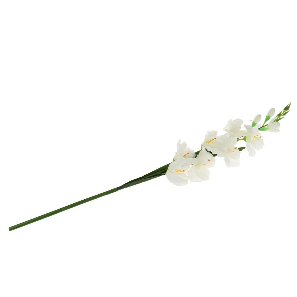 Artificial Fake Silk Flower Gladiolus White DIY Craft Ornament Art Wedding Decoration Home Table Decor Artwork  