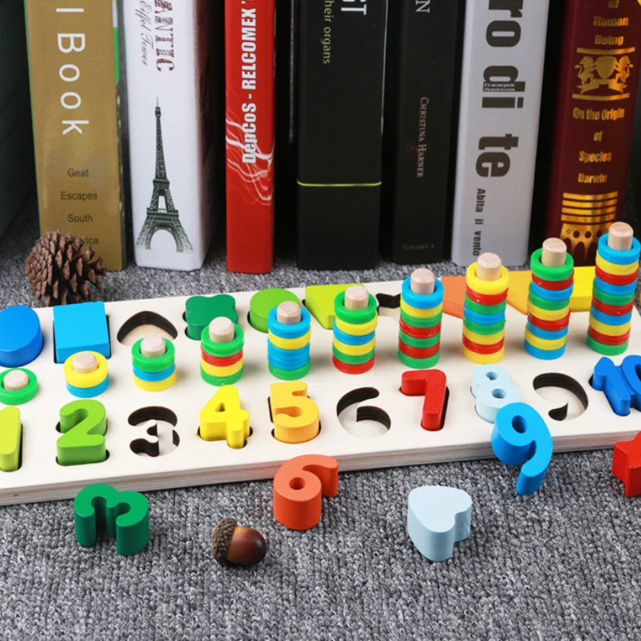 

Three-in-One Shape Digital Logarithmic Board Toys Children Puzzle Buliding Block Toys Montessori Early Education Toy Models