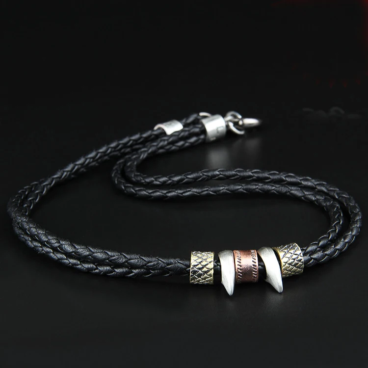 fashion man punk jewelry statement necklaces & pendants,genuine leather