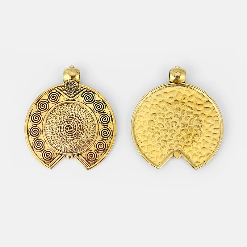 2 шт., античное золото, большой круглый этнический богемный медальон в стиле бохо, трапециевидные подвески, подвески, соединители для изготовления ожерелья, ювелирных изделий