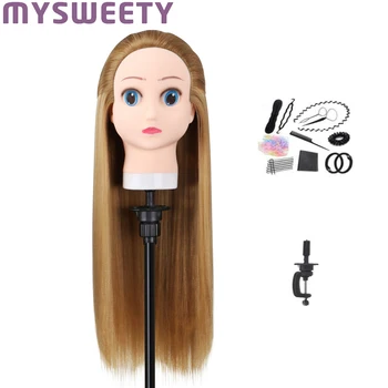 

Cartoon Blonde Hair Mannequin Professional Styling Wig Head Hairdressing Dummy Doll Training Mannequin Head For Kids