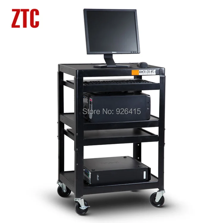 Mobile projector cart with laptop shelf,adjustable height computer