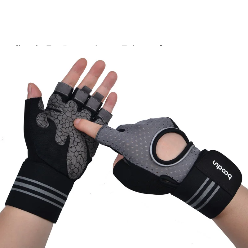  Sports Fitness Weight lifting Gloves Black Wrist Gloves Men Women Breathable Training h44
