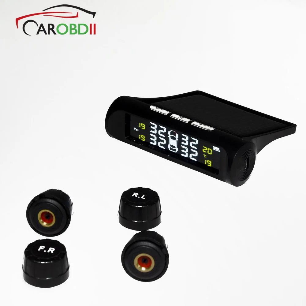 

Tyre Solar TPMS Internal / External Sensors TPMS Solar USB Wireless TPMS Tire Pressure Monitoring System LCD Monitor Display