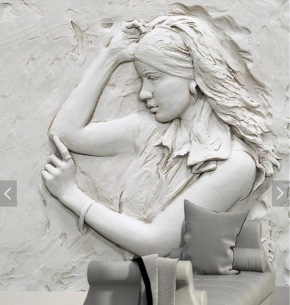 3d Embossed Sculpture Girl Murals Large Print Wallpaper For Living Room Wall Papers Stereoscopic Art Wall Photo Wallpapers Rolls Wallpapers Aliexpress