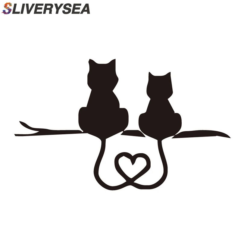 

SLIVERYSEA Animal Cartoon Two Loving Cat Reflective Car Sticker Decals Vinyl Car Window Sticker Car Accessories #B1084