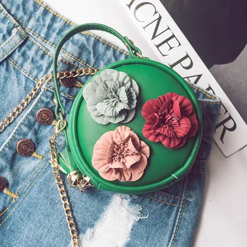

PU leather women floral mini tote handbag chains shoulder crossbody bag female phone pouch bolso mujer bolsa feminina for girls