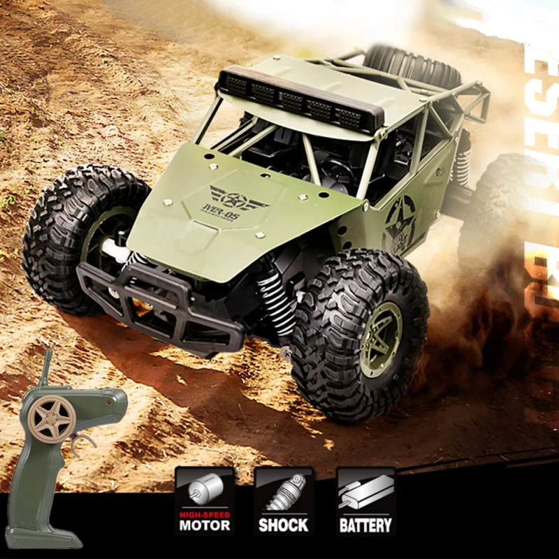 

2019 Metal Remote Control RC Car 1:16 2.4G 100M High Speed Anti Collision Off-Road Military RTR Wireless Control Car Kids Toy