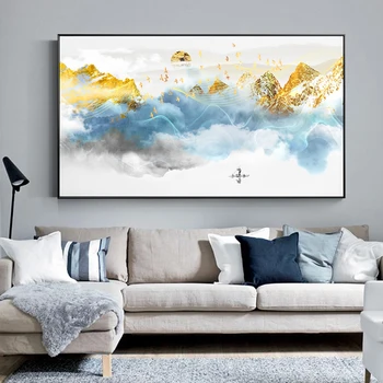

Abstract wall art Scenery poster Golden Moutain Landscape paintings on the wall decoratio Modular pictures painting on the wall