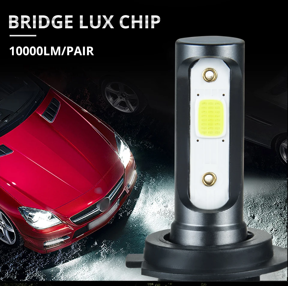 Foxcncar H7 COB Car LED Headlight Bulbs H4 Hi-Lo Beam H11 H1 H3 9005 9006  72W 10000LM 6500K Auto Headlamp Fog Light DC12v 24v (2)