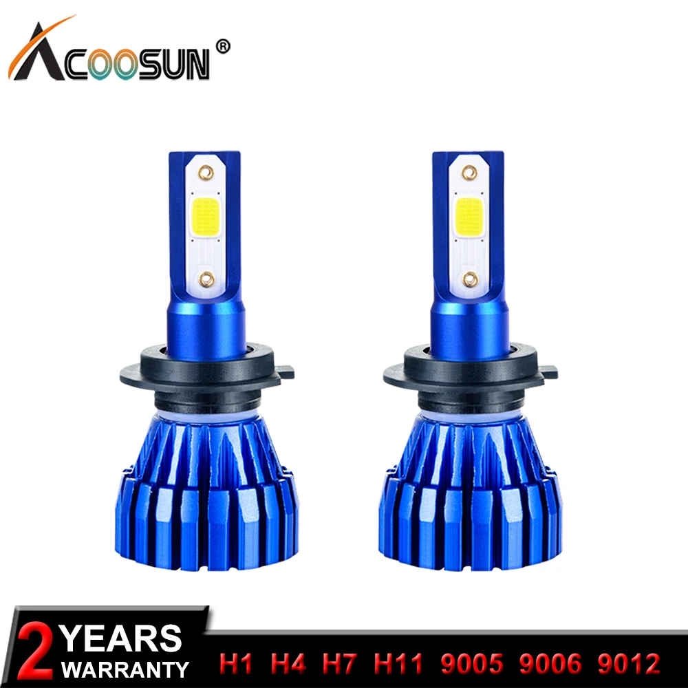Светодиодные автолампы AcooSun H7 H4 H11 H1 12 В автосвет светодиодные HB4 HB3 9005 9006 лампа для
