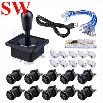 

DIY Arcade Joystick Kit Parts 1player USB Encoder HAPP style Joystick with American style push button with 6 color for selection