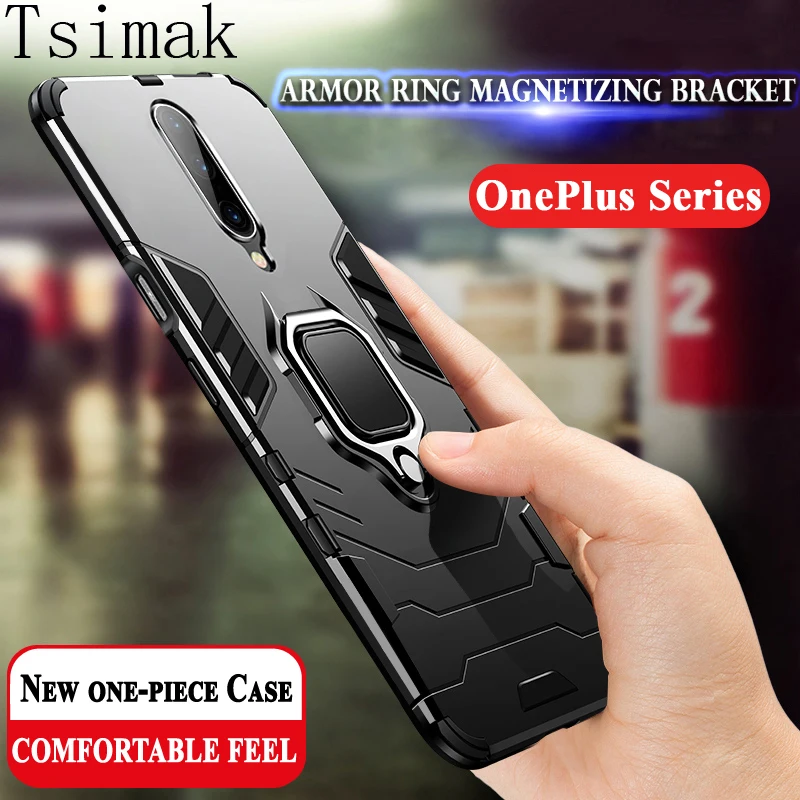 

Shockproof Case For Oneplus 6T 7 Pro one plus 6 T 7 Cover Case 3D Iron Man Finger Ring Armor Holder Bumper Phone Back Coque