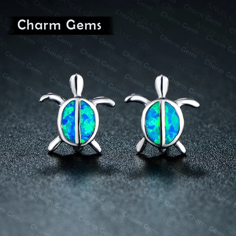 

SALE Fashion jewelry 925 silver Tortoise name opal Earrings Female Crystal from Swarovskis Woman Christmas gift