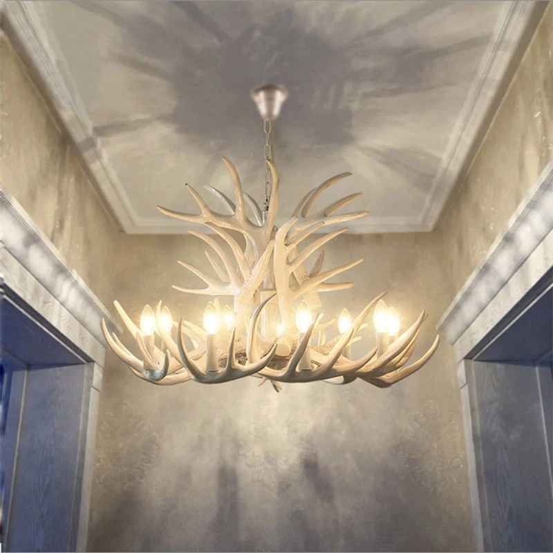 Рога смолы жизни люстра лампа современный LED рога спальня Lustre люстры E14 винтажные
