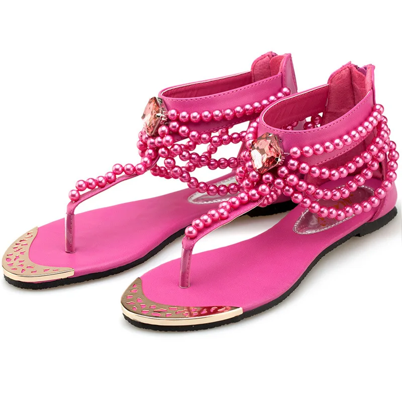 

Sandals Beads Toe Women's Shoes Flat Bottom Leisure Beach Shoes