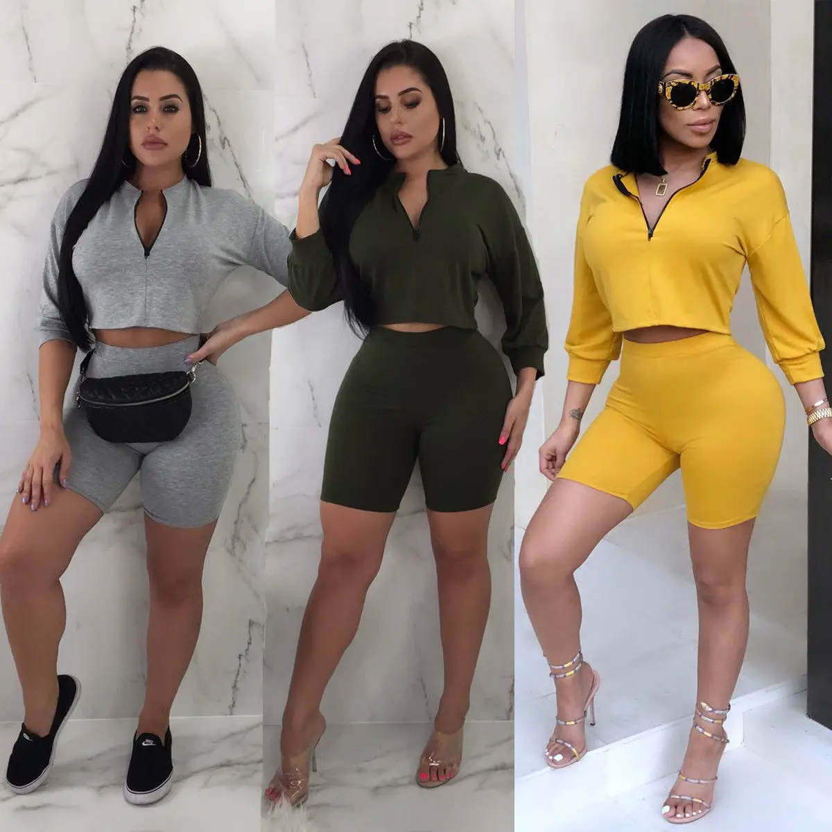 

Fashion Women 2 Pieces Set Women Crop Top Hoodies Sweatshirt Tops Sweatshirt Track Pants Sweat Suits Tracksuit