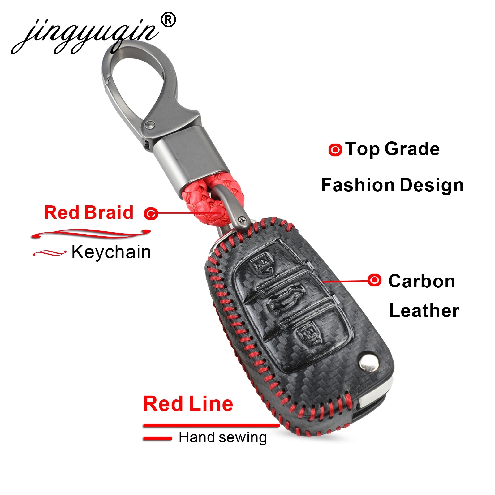 Jingyuqin-Carbon-Car-Styling-custodia-protettiva-per-chiave-in-pelle-morbida-per-Audi-C6-A7-A8.jpg Keyforkess Carbon Car Styling custodia protettiva per chiave in pelle morbida per Audi C6 A7 A8 R8 A1 A3 A4 A5 Q7 A6 C5 supporto per coperture - Jingyuqin Carbon Car Styling custodia protettiva per chiave in pelle morbida per Audi C6 A7 A8