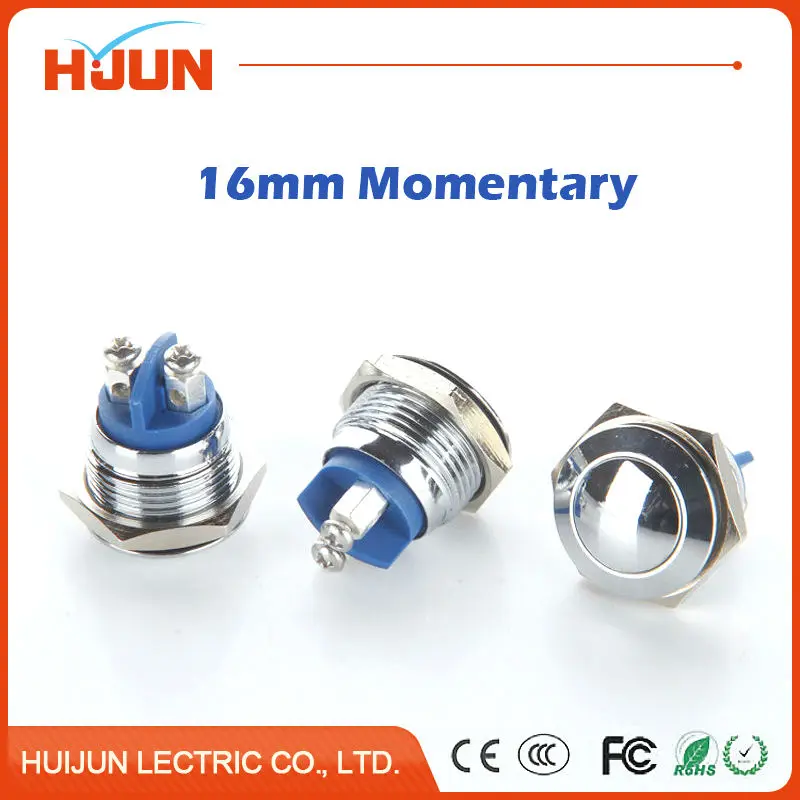 

1pcs 16mm Waterproof Momentary Demed Round Stainless Steel Metal Push Button Switch Car Start Horn Speaker Bell Automatic Reset