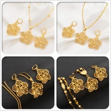 Anniyo Цветок Ювелирные наборы подвески ожерелья и серьги для женщин девочек золотой цвет Микронезия Гуам ювелирные изделия#017016