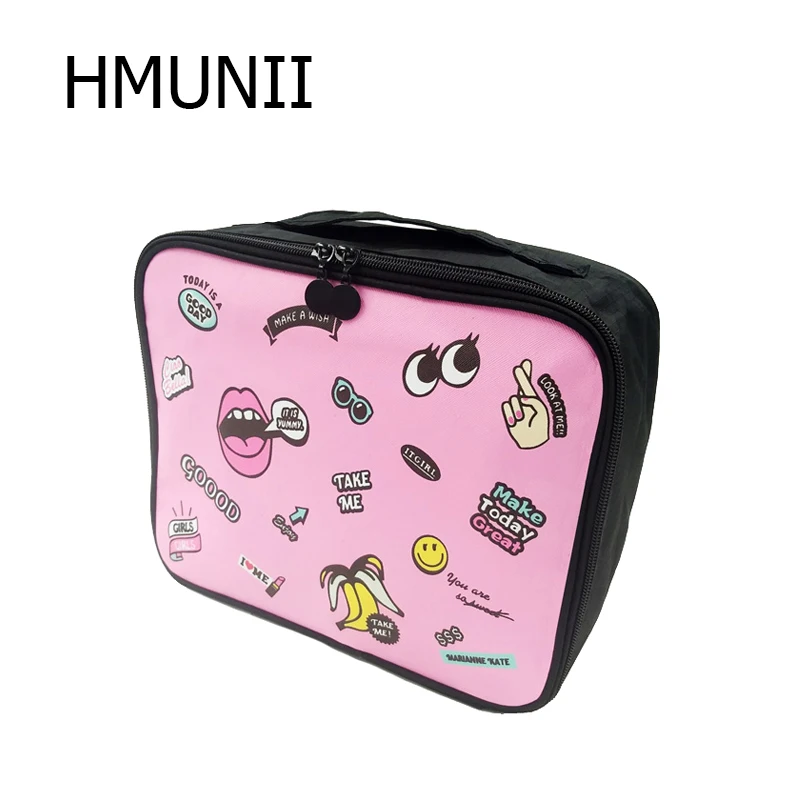 HMUNII Large Capacity Travel Cosmetic Bag Portable Make up Bathroom