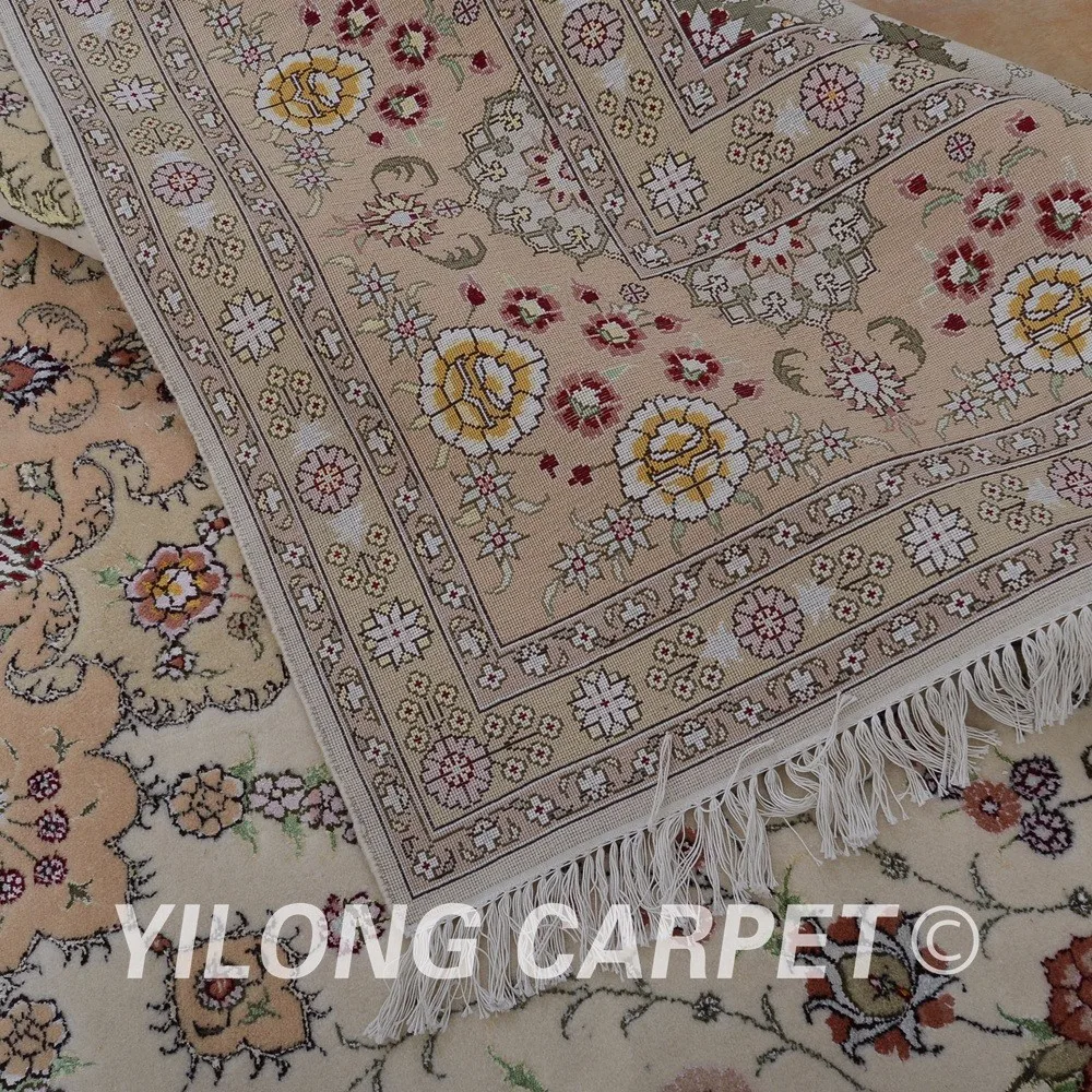 Yilong 10'x14 'Восточная шерсти коврик бежевый и розовый цвет ручной работы Изысканный современный шерстяной ковер для продажи (1493)