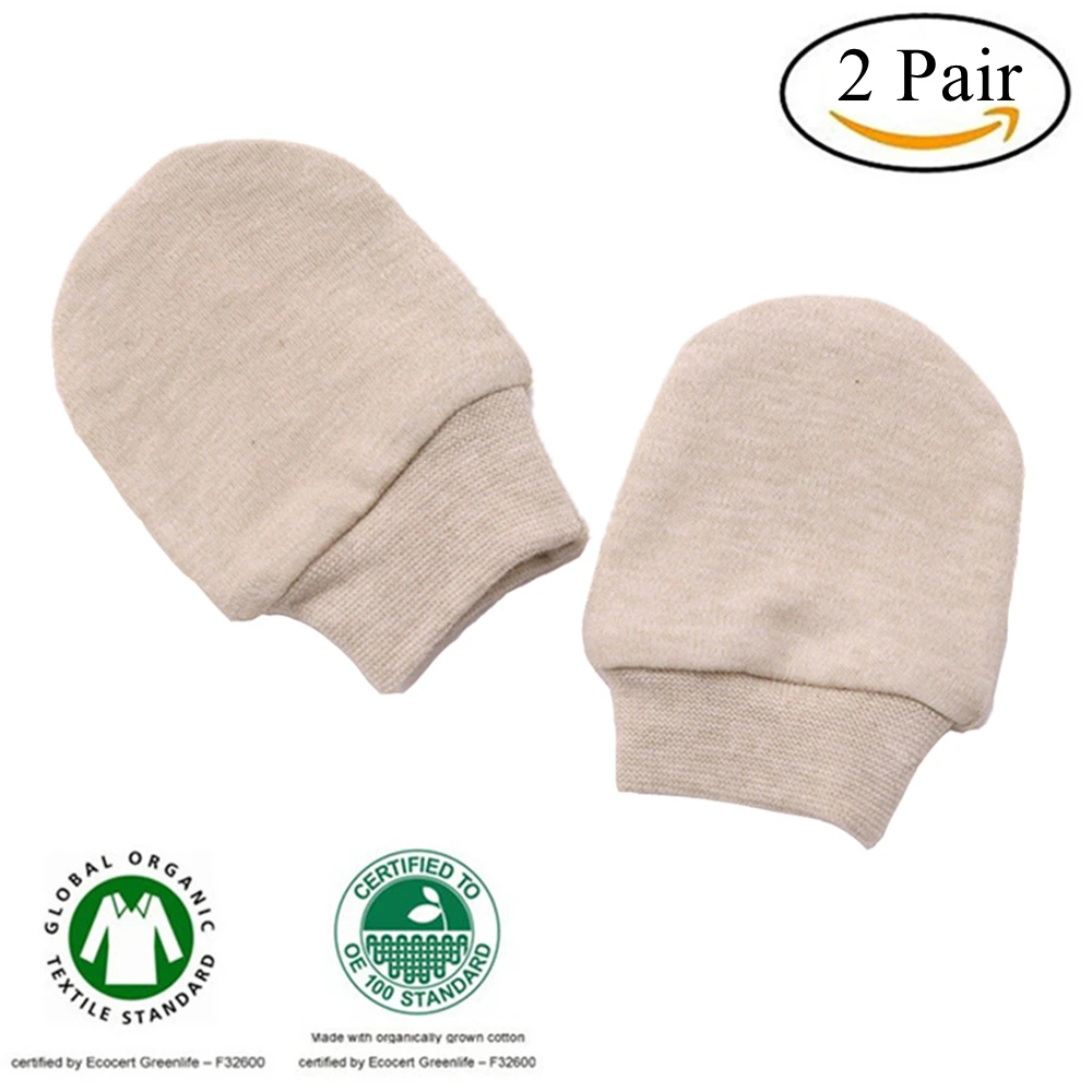 2 Pair Baby No Scratch Gloves Newborn Boy Girl Colored Cotton Scratching Mittens Kids Skin Face
