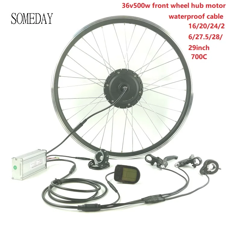 

SOMEDAY Electric Bicycle conversion kit 36V500W E-BIKE front wheel hub motorwith LCD5 display Whole Waterproof Cable
