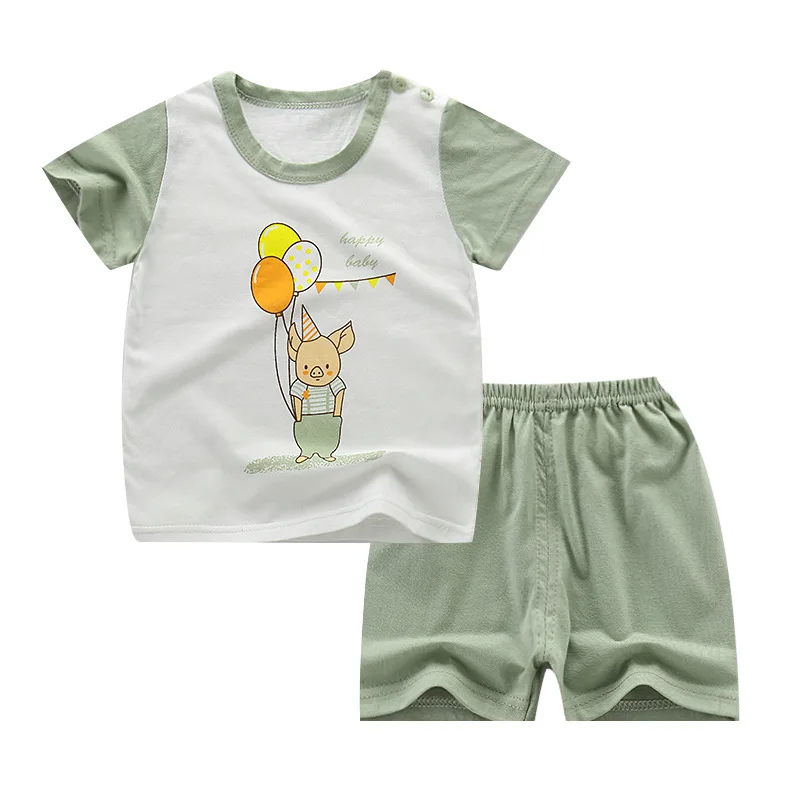 Летняя Хлопковая пижама; infantil; комплект одежды с короткими рукавами для маленьких девочек; детская одежда с героями мультфильмов; детские пижамы; одежда для сна для маленьких мальчиков - Цвет: XHM-short-8